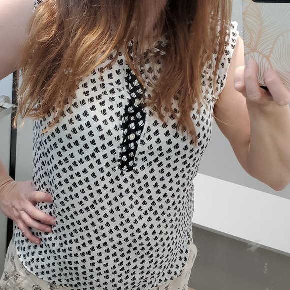 LOFT mixed media shell tank top sleeveless with pattern - Picture 7 of 8